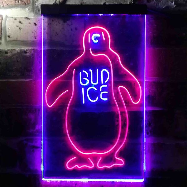 Bud Ice Penguin Dual LED Neon Light Sign